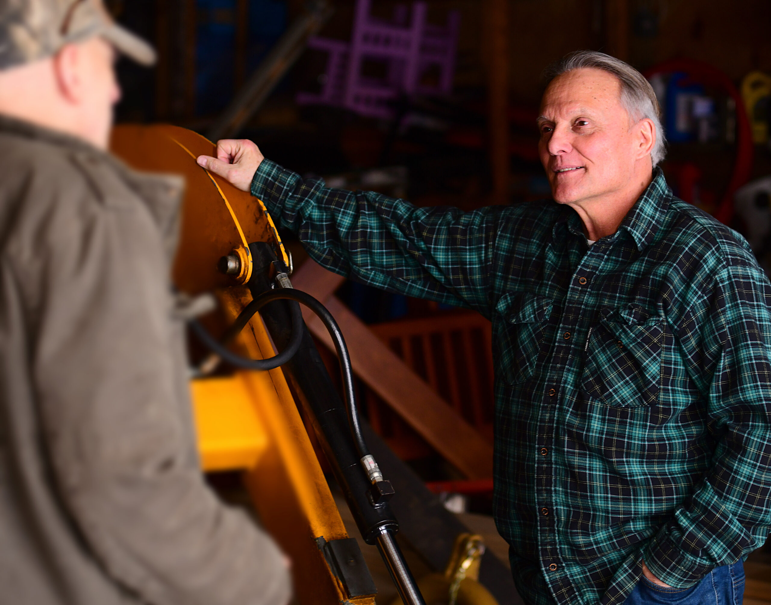 Carl Fitzsimmons speaking with a constituent